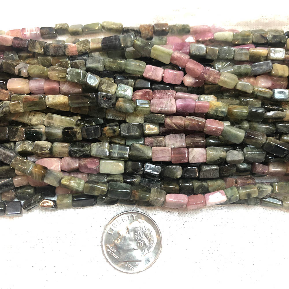 Tourmaline Flat Rectangle Tube Beads