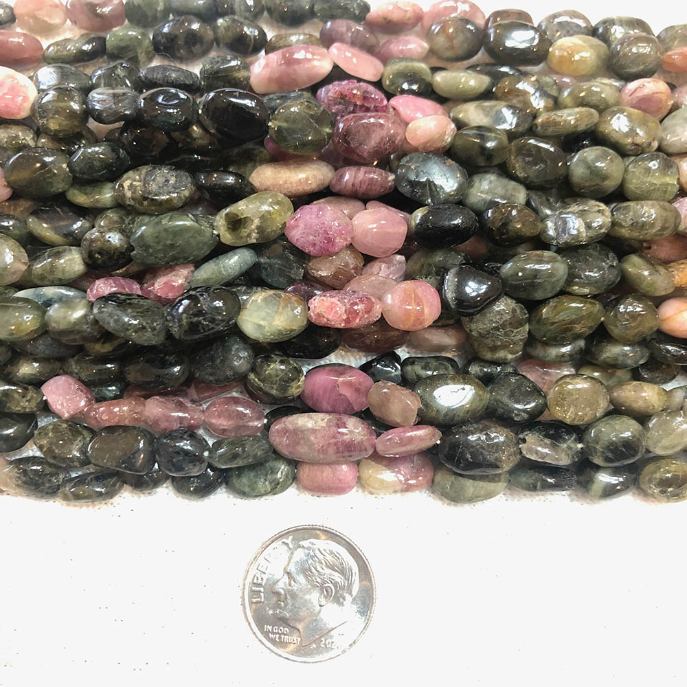 Tourmaline Medium Flat Rounded Oval Beads