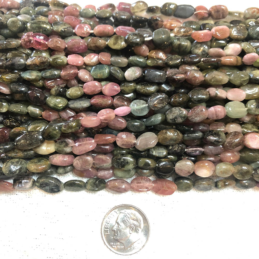 Tourmaline Small Flat Rounded Oval Beads