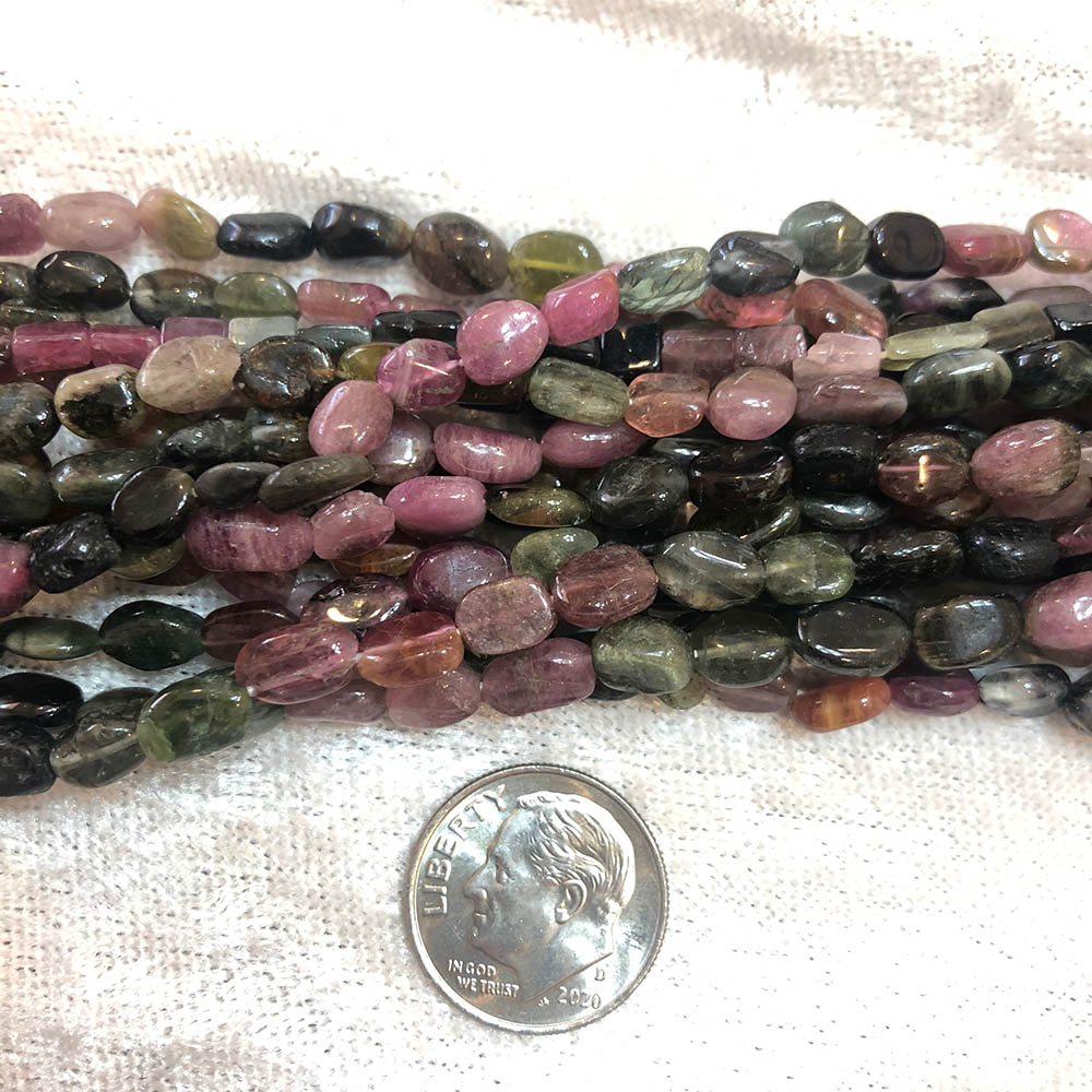 Tourmaline Small Flat Rounded Oval Beads