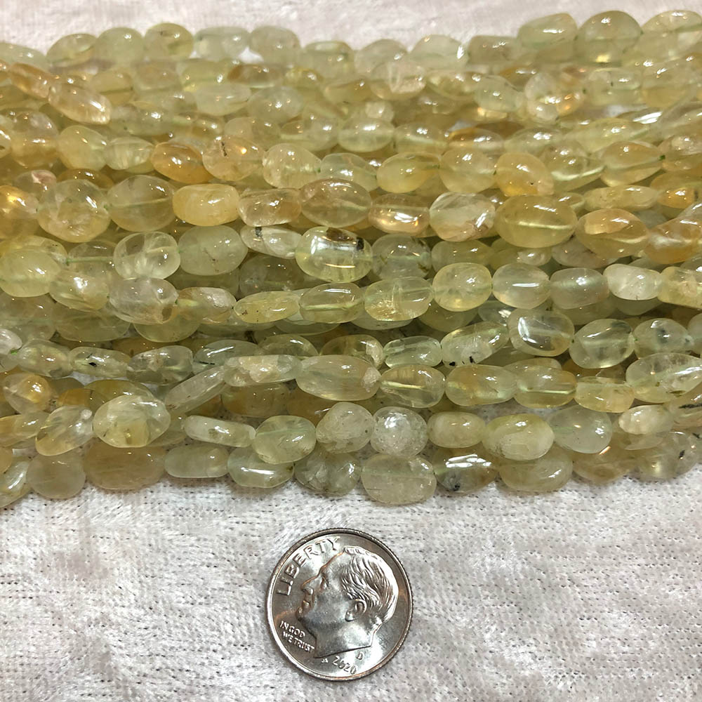 Prehnite Flat Rounded Oval Beads