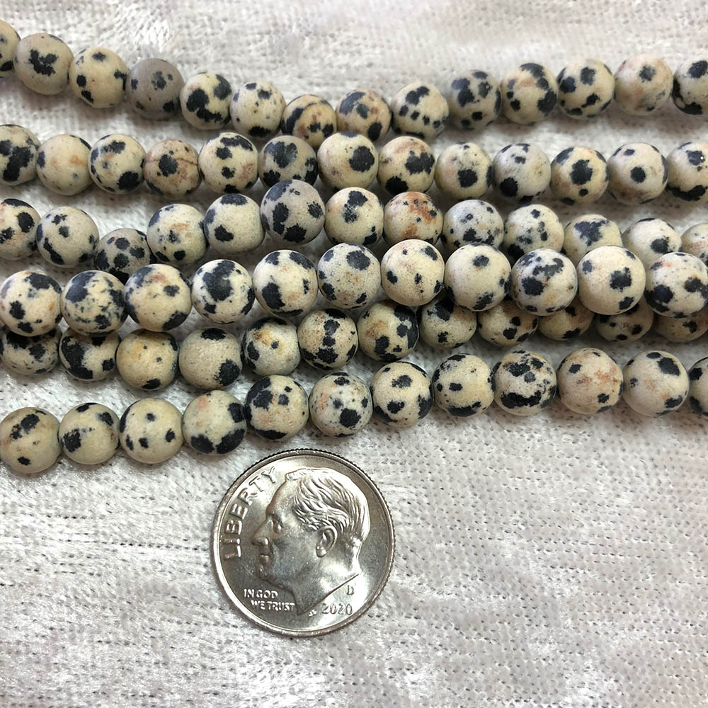 Dalmatian Jasper Medium Matte Round Beads