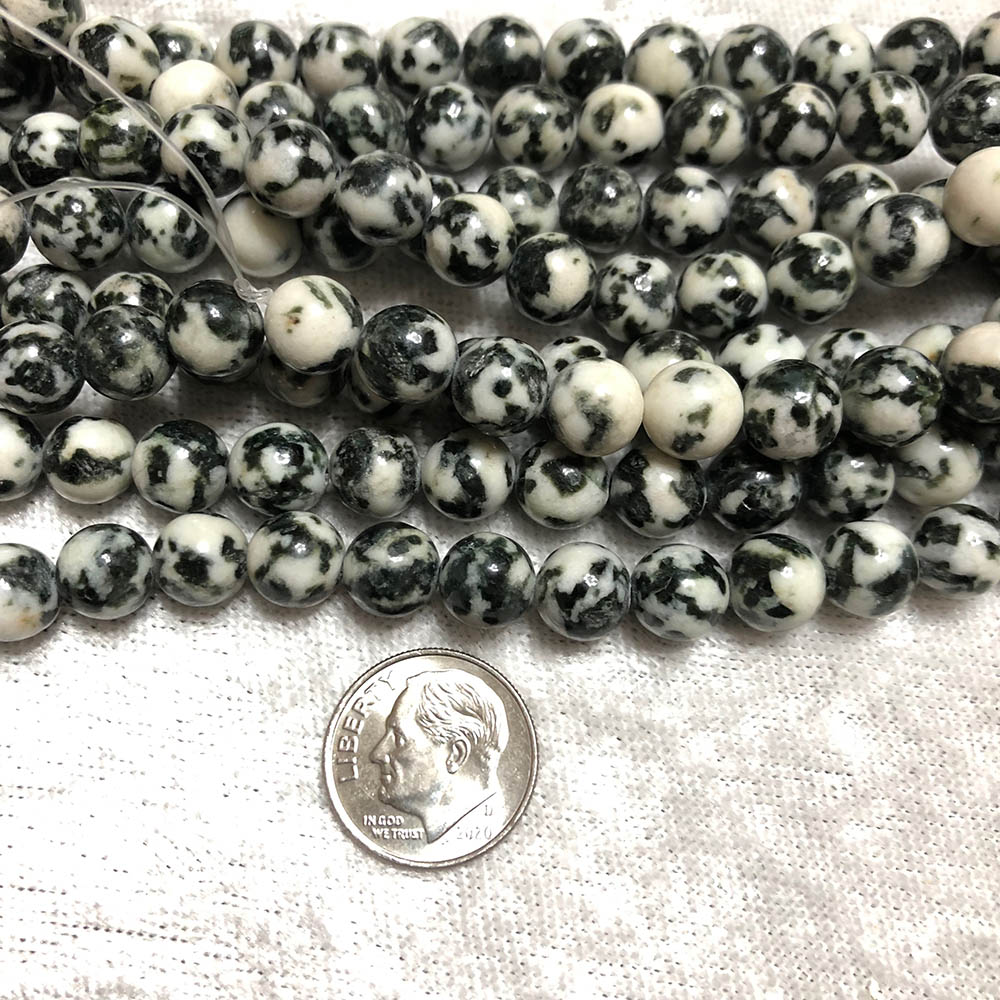 Black and White Jasper Medium Round Beads