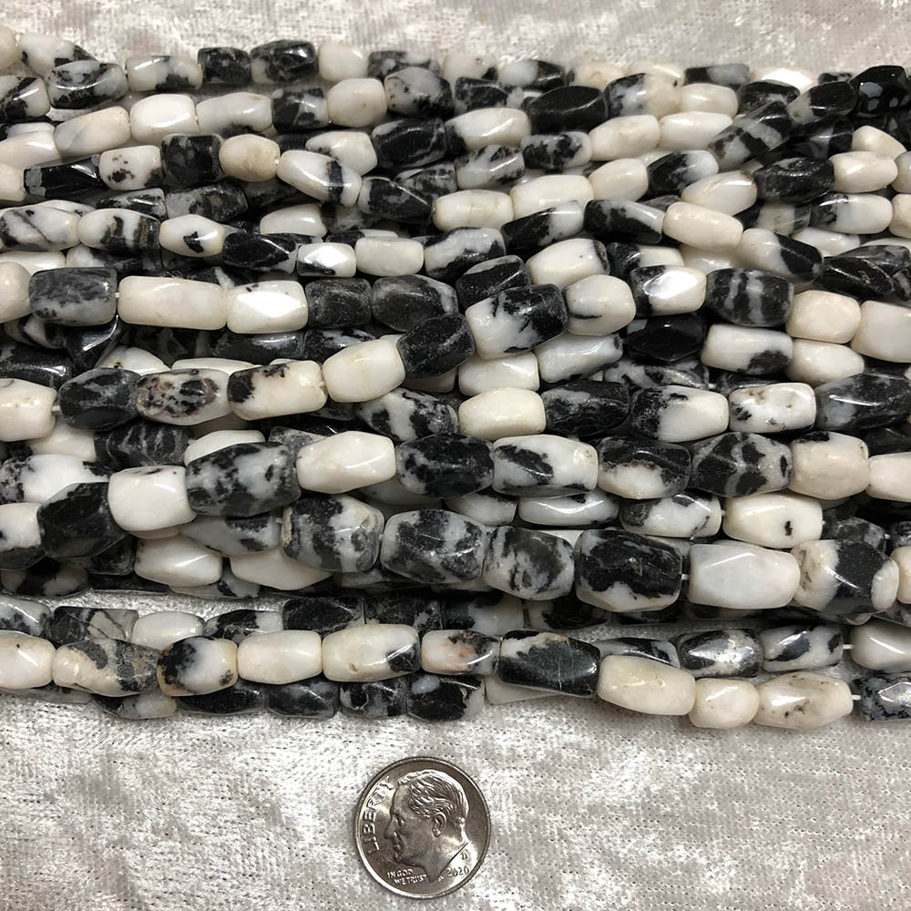 Black and White Jasper Faceted Oval Beads