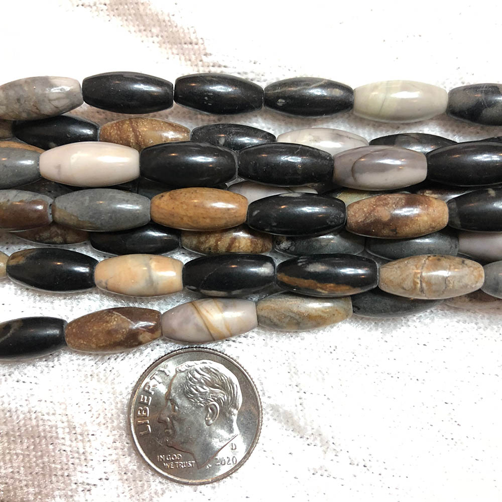 Earth Tone Jasper Large Rice Beads