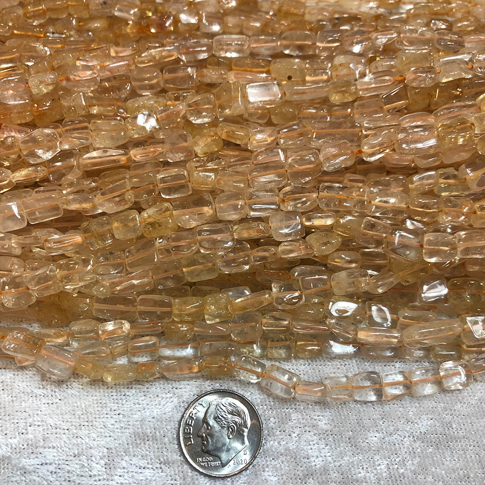 Yellow Citrine Flat Rectangle Beads