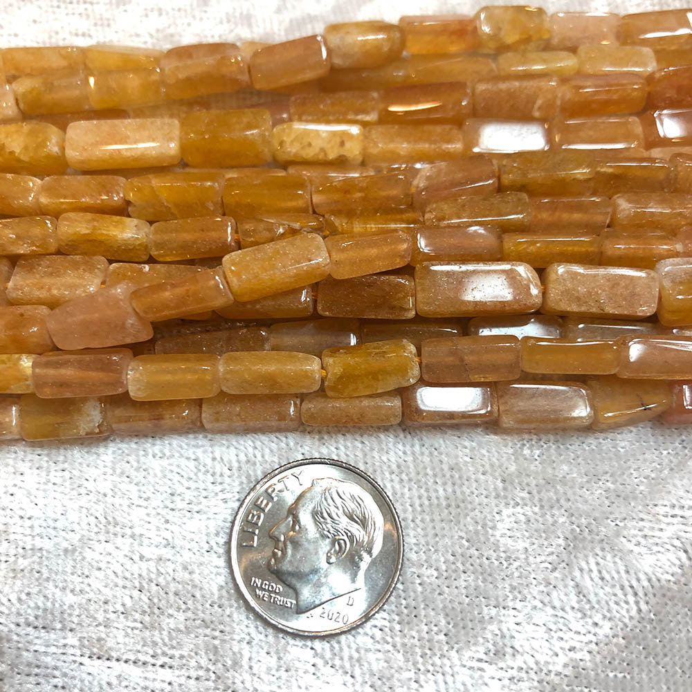 Yellow Citrine Rectangle Tube Beads