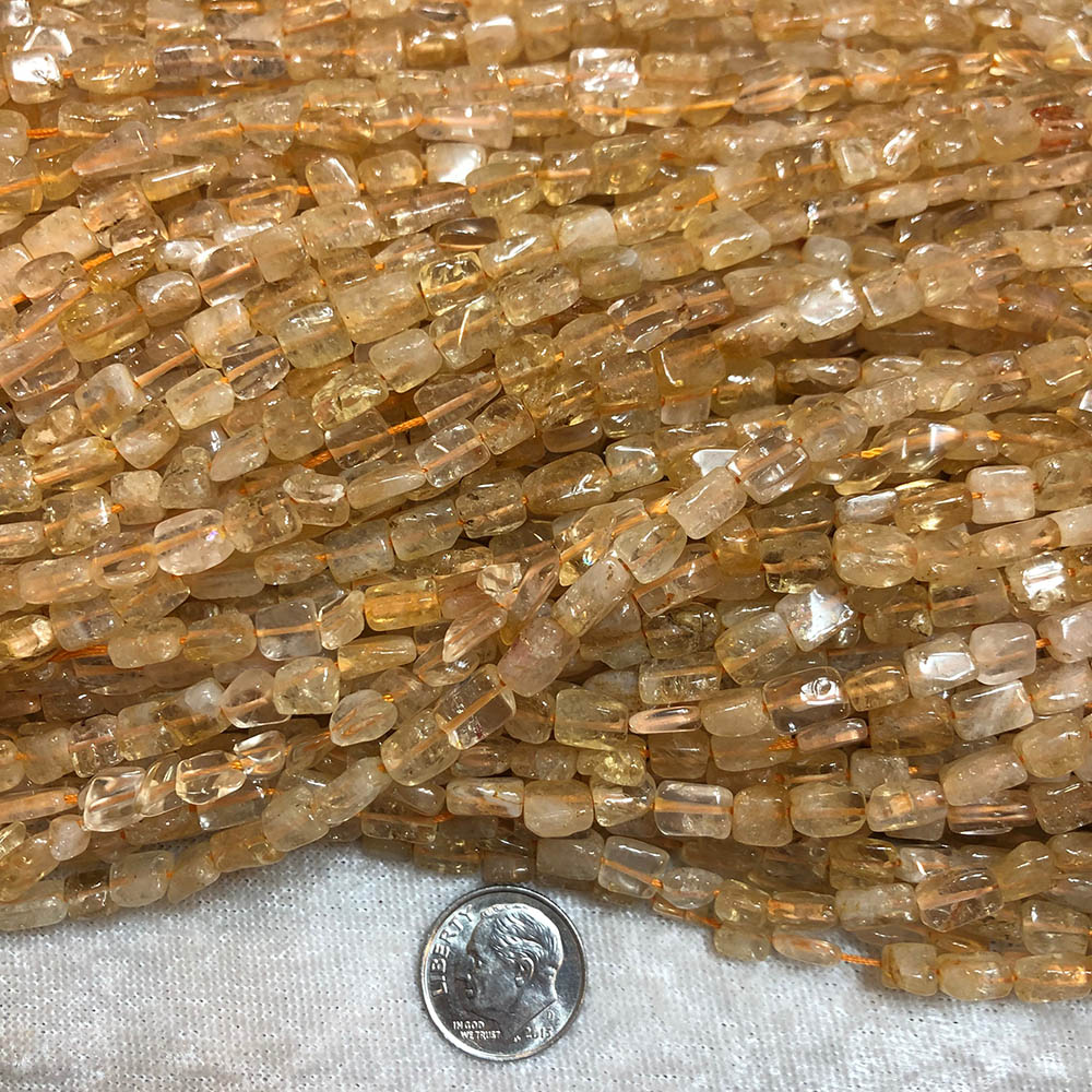 Yellow Citrine Flat Rectangle Beads