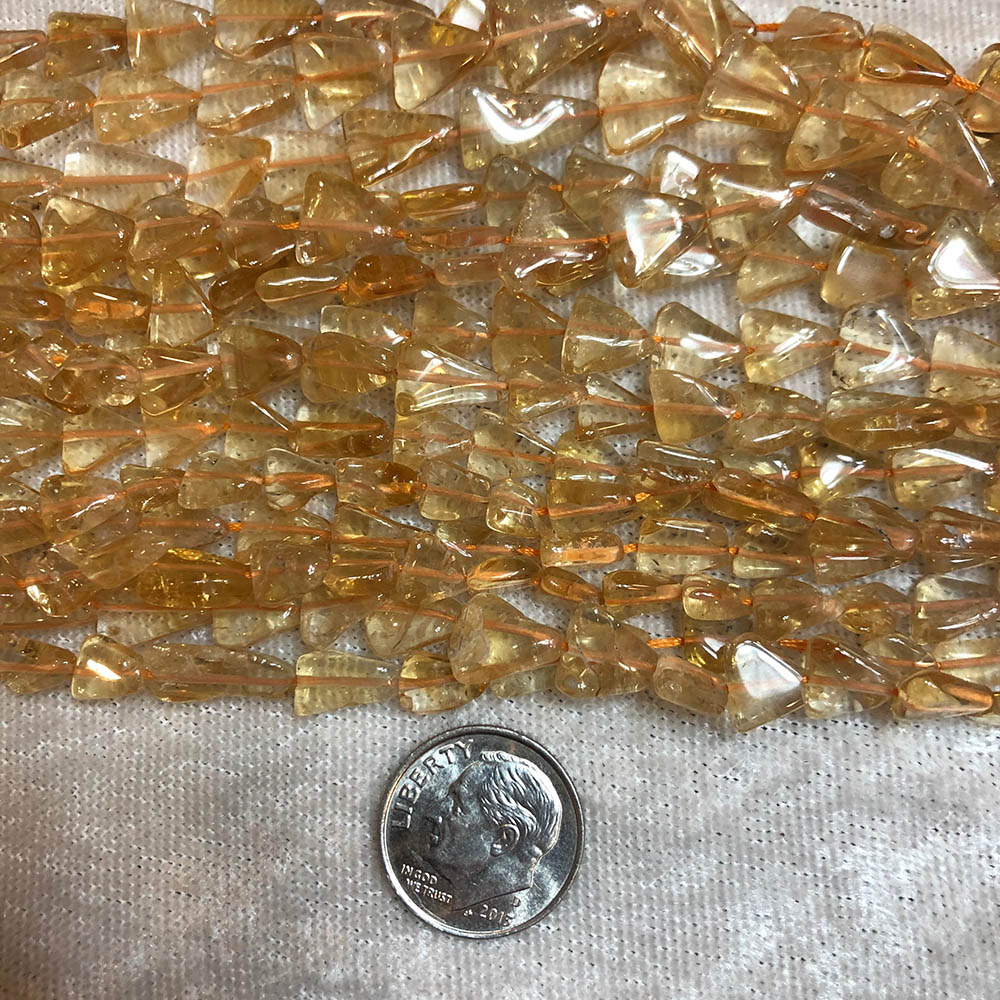 Yellow Citrine Flat Triangle Beads