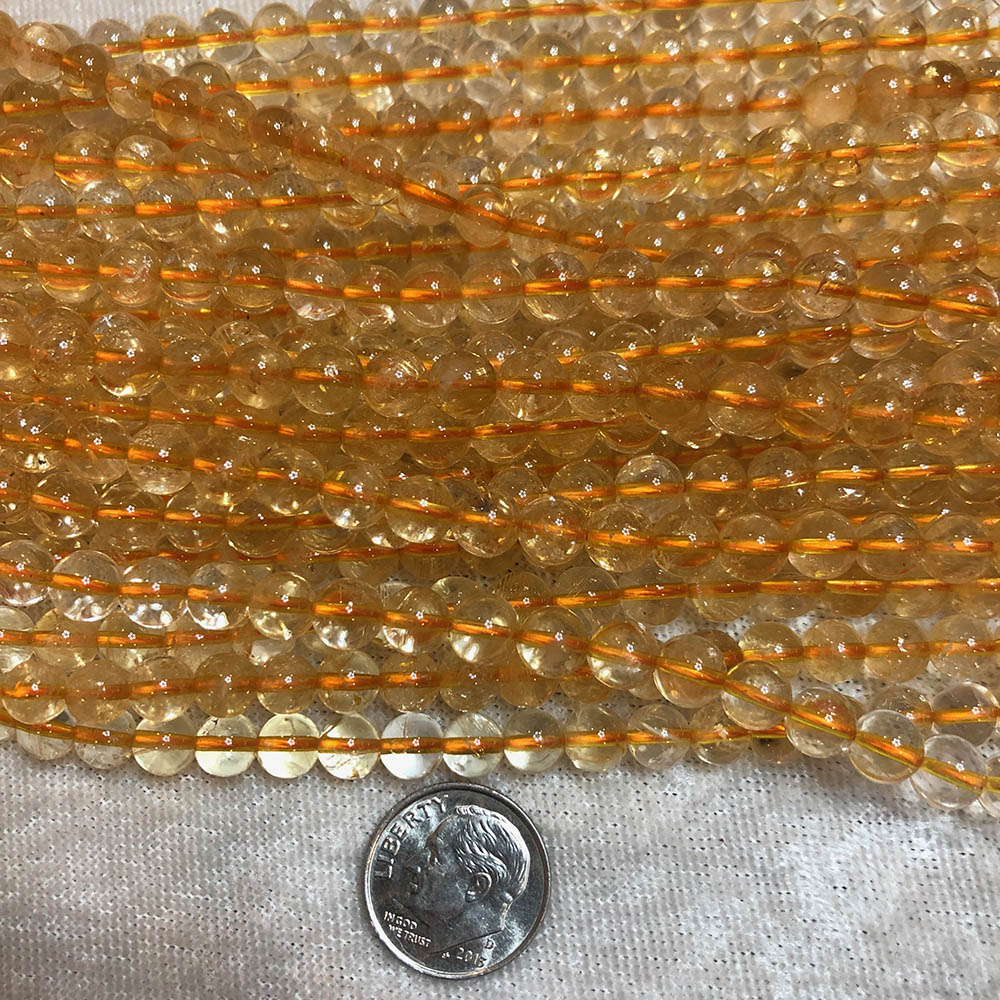 Yellow Citrine Round Beads