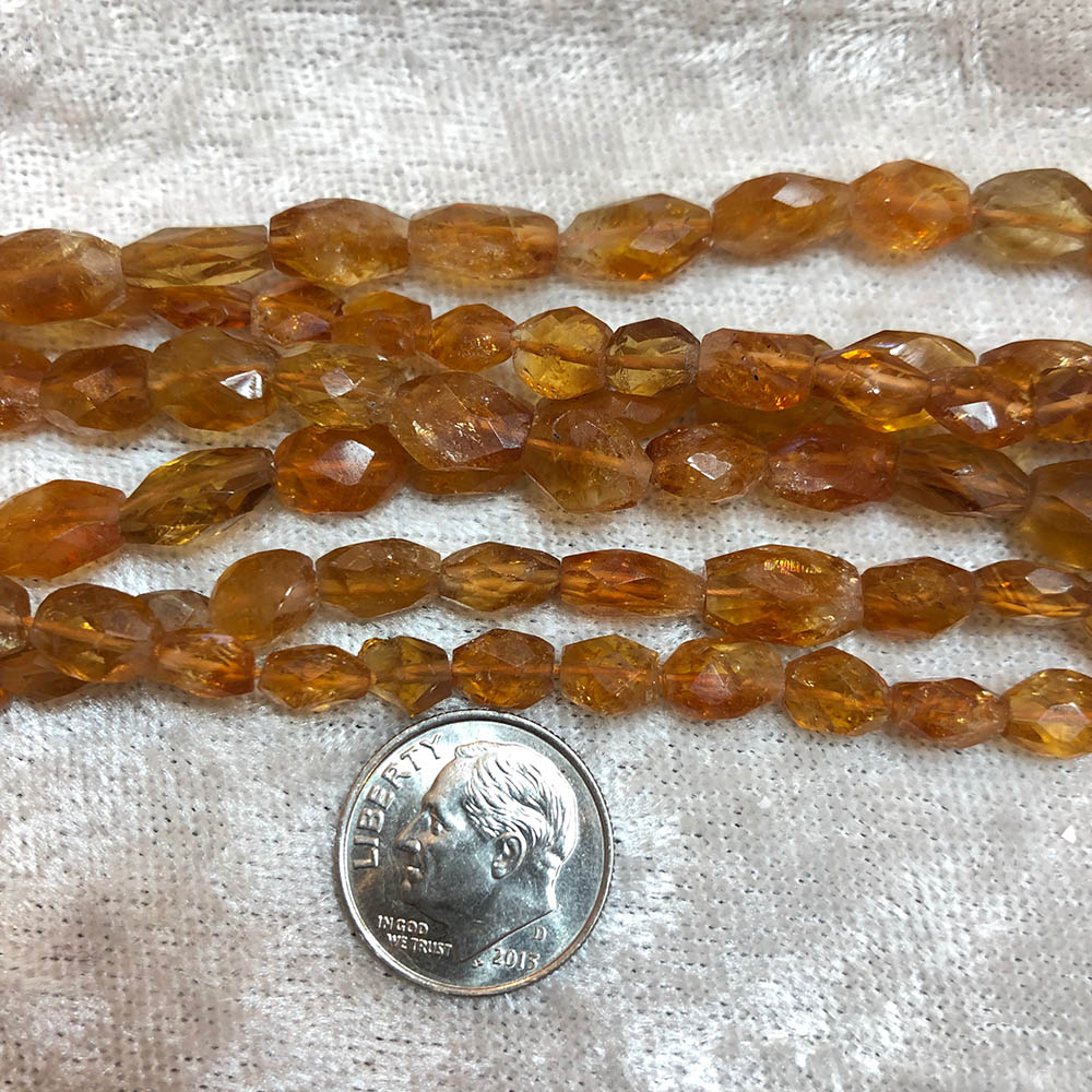 Dark Citrine Flat Faceted Beads