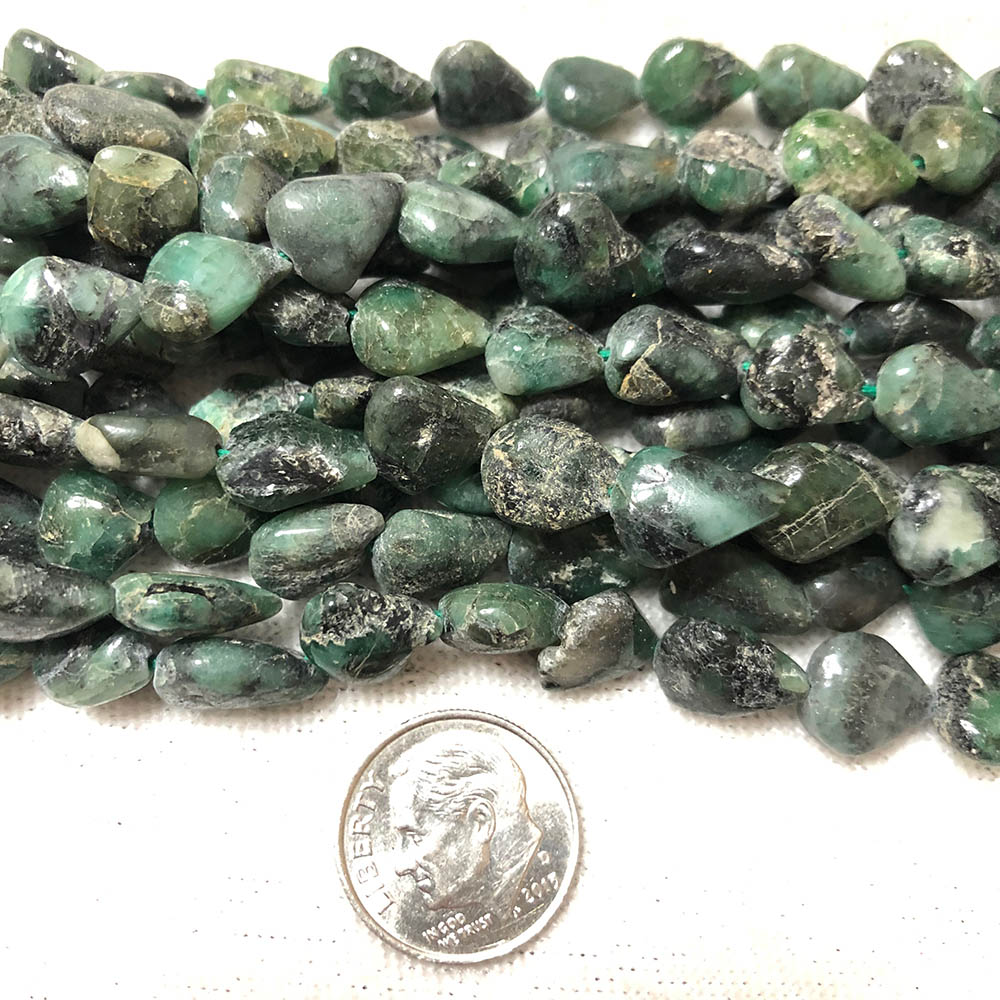 Emerald Flat Drop Beads