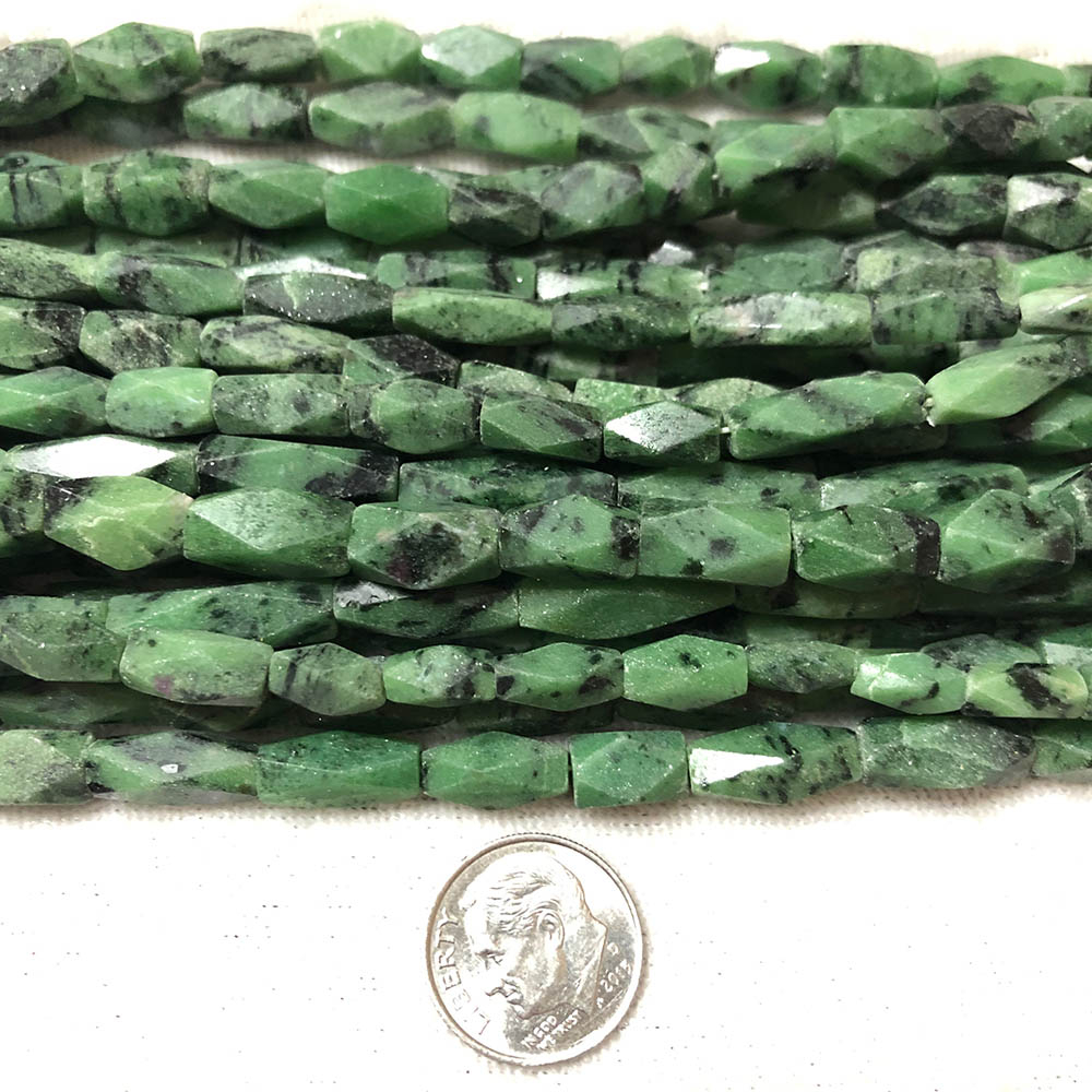 Ruby Zoisite Faceted Rectangle Tube Beads