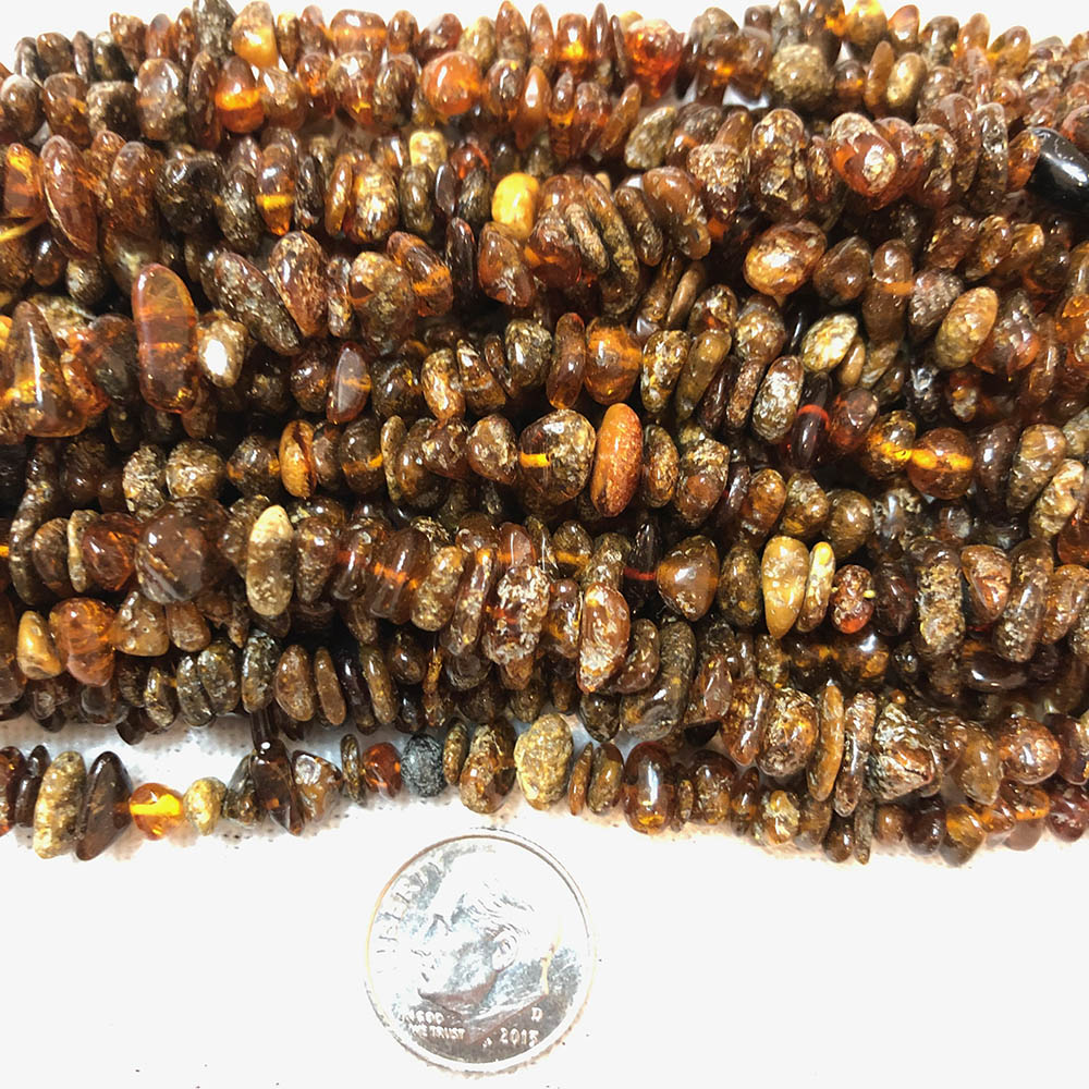 Dark Brown Amber Chip Beads