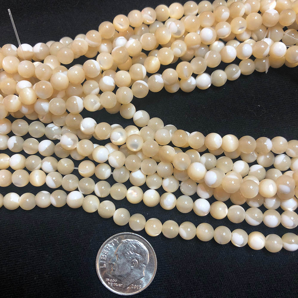 Mother of Pearl Small Cream Round Beads