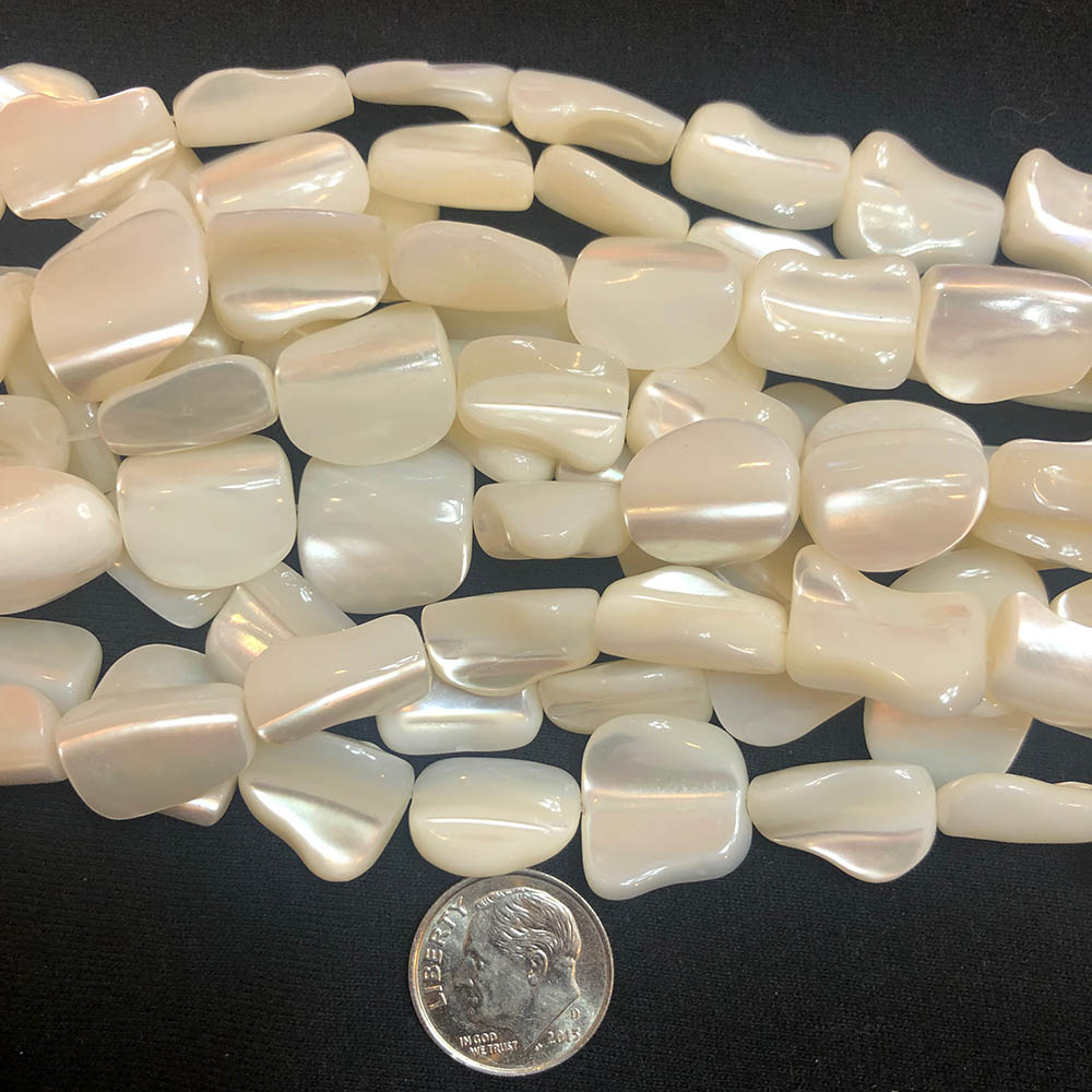 Mother of Pearl Polished Pebble Beads