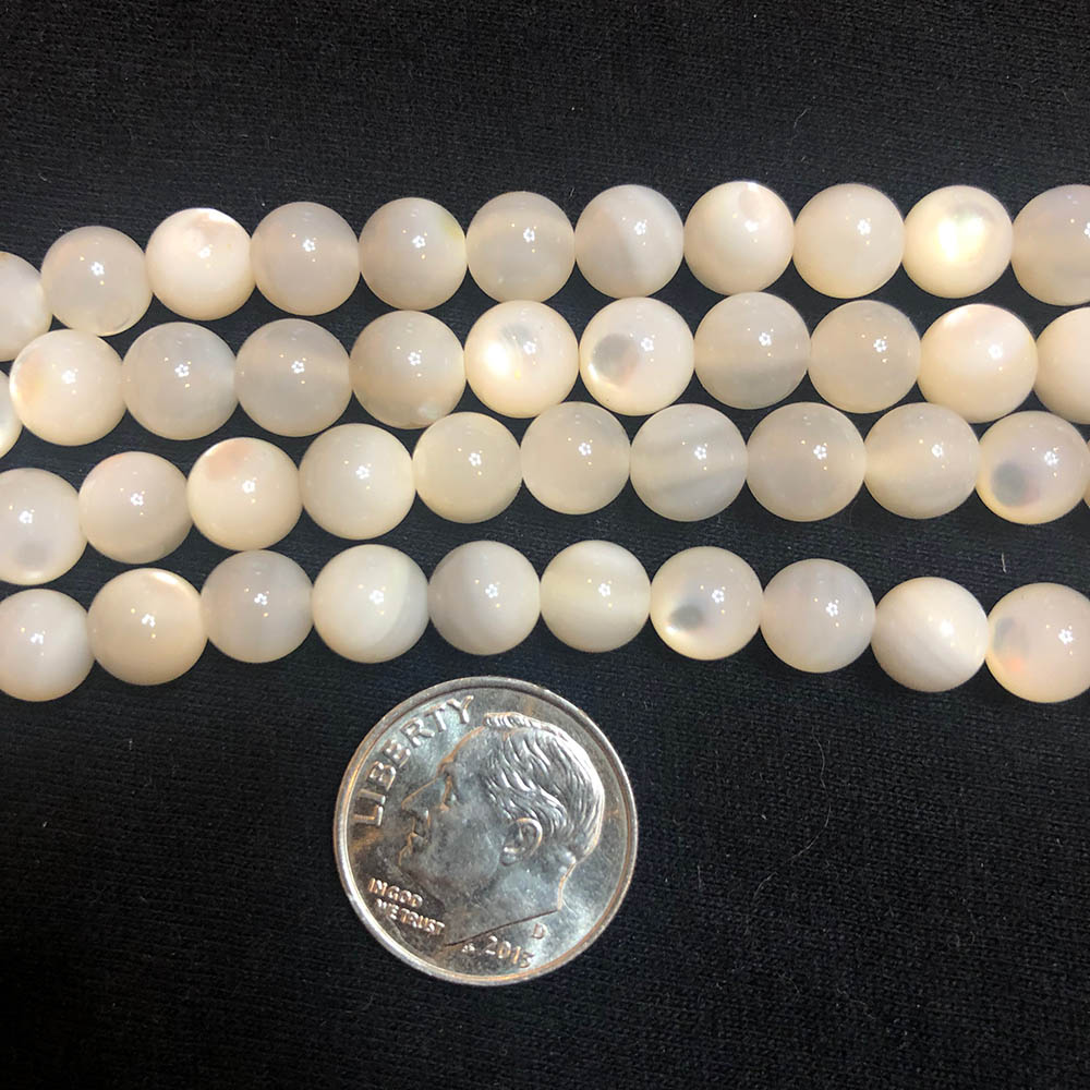 Mother of Pearl Medium White Round Beads