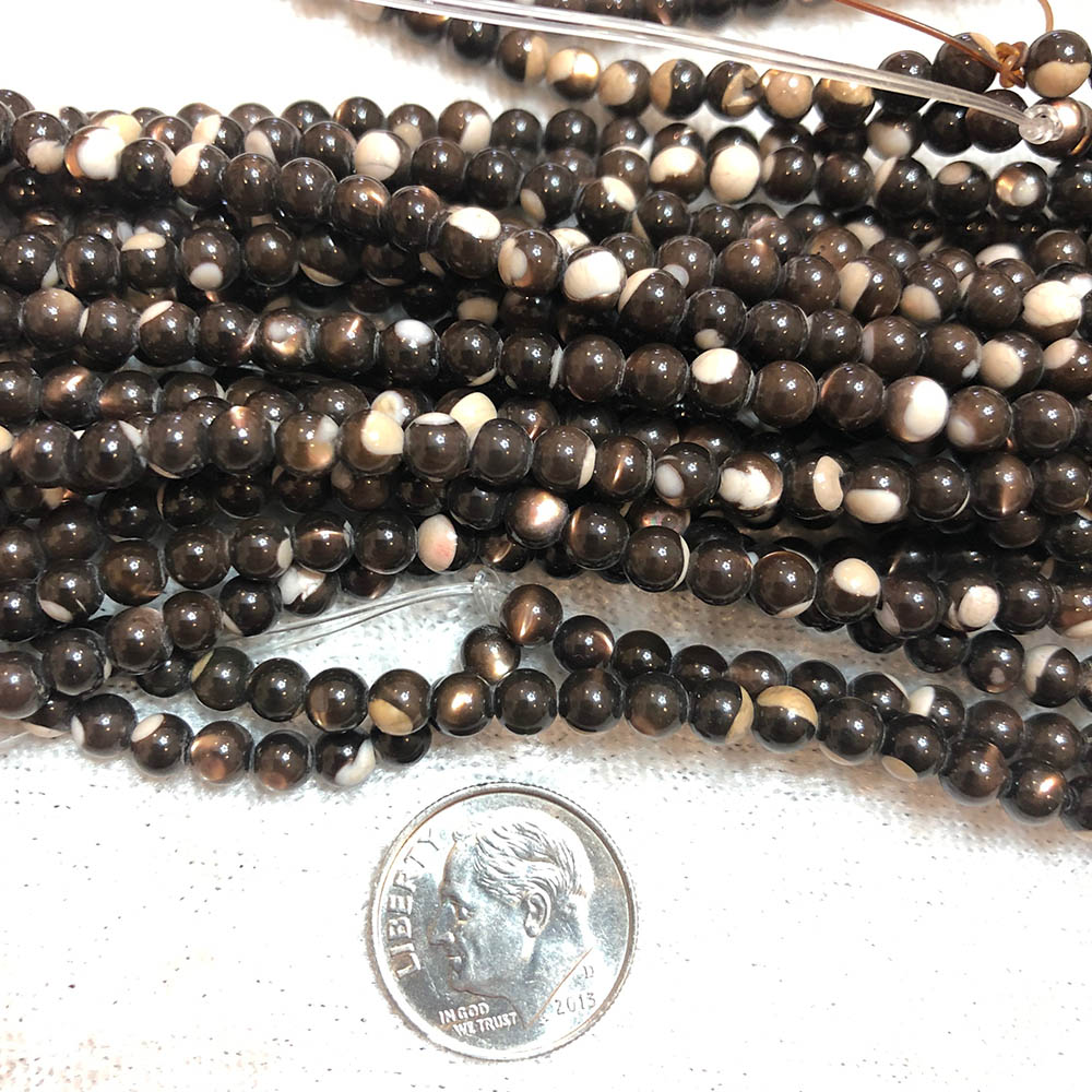 Copper Mother of Pearl Small Round Beads