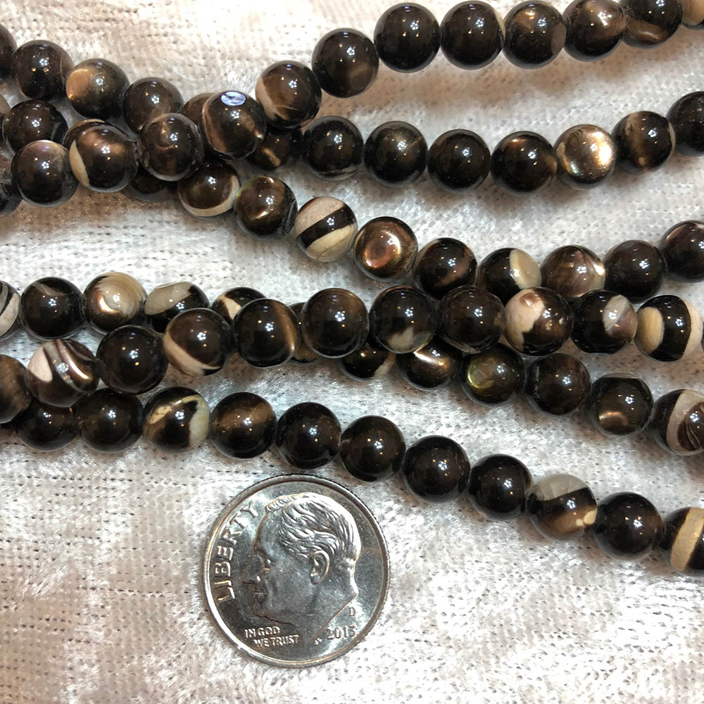 Copper Mother of Pearl Medium Round Beads