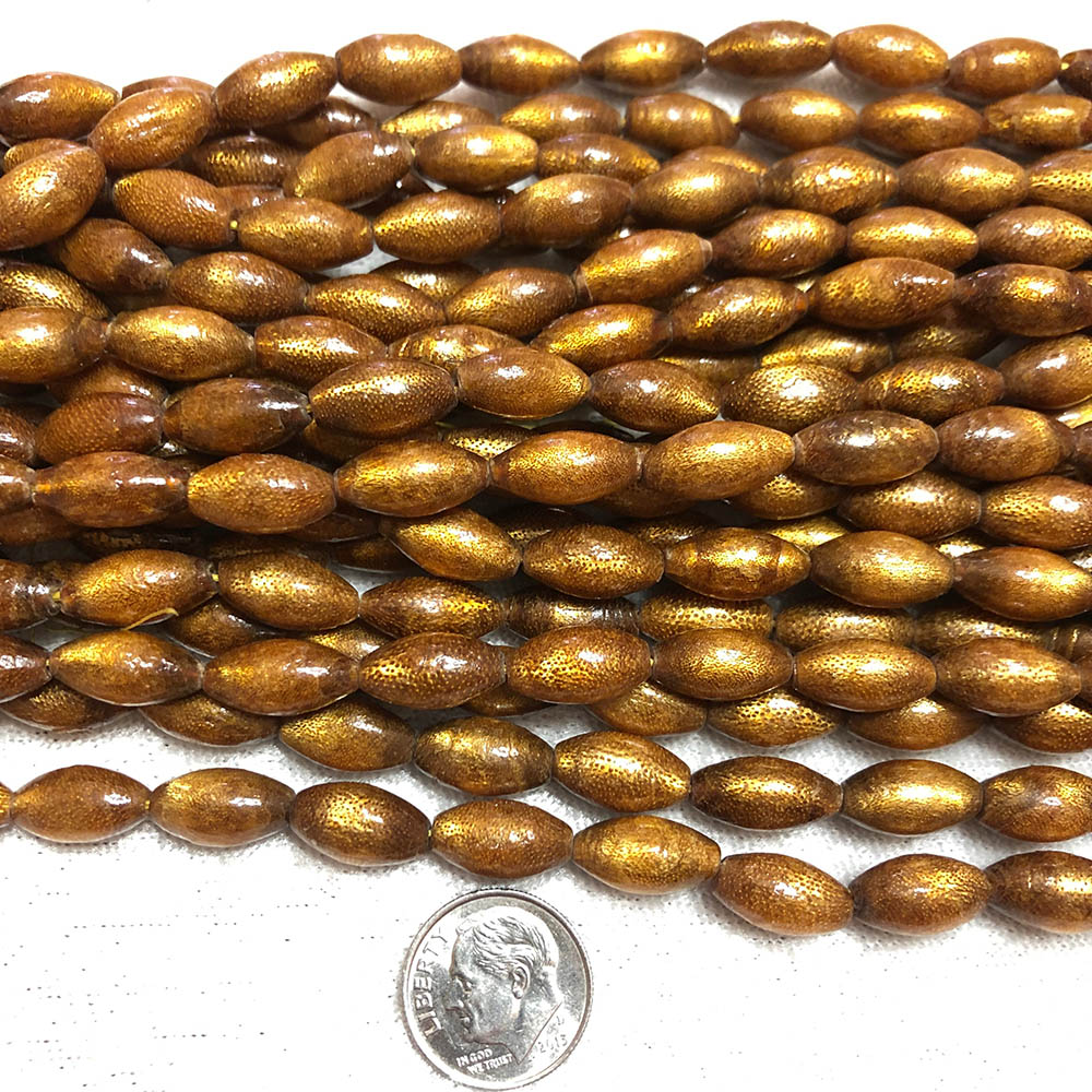 Golden Coral Large Rice Beads