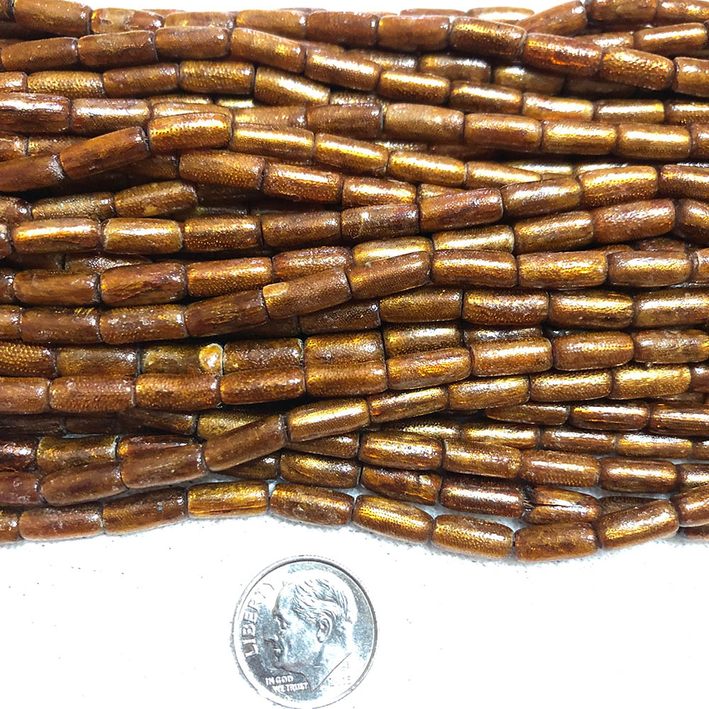 Golden Coral Medium Tube Beads