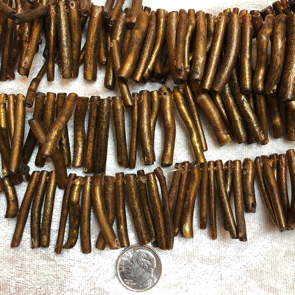 Golden Coral Large Branch Beads