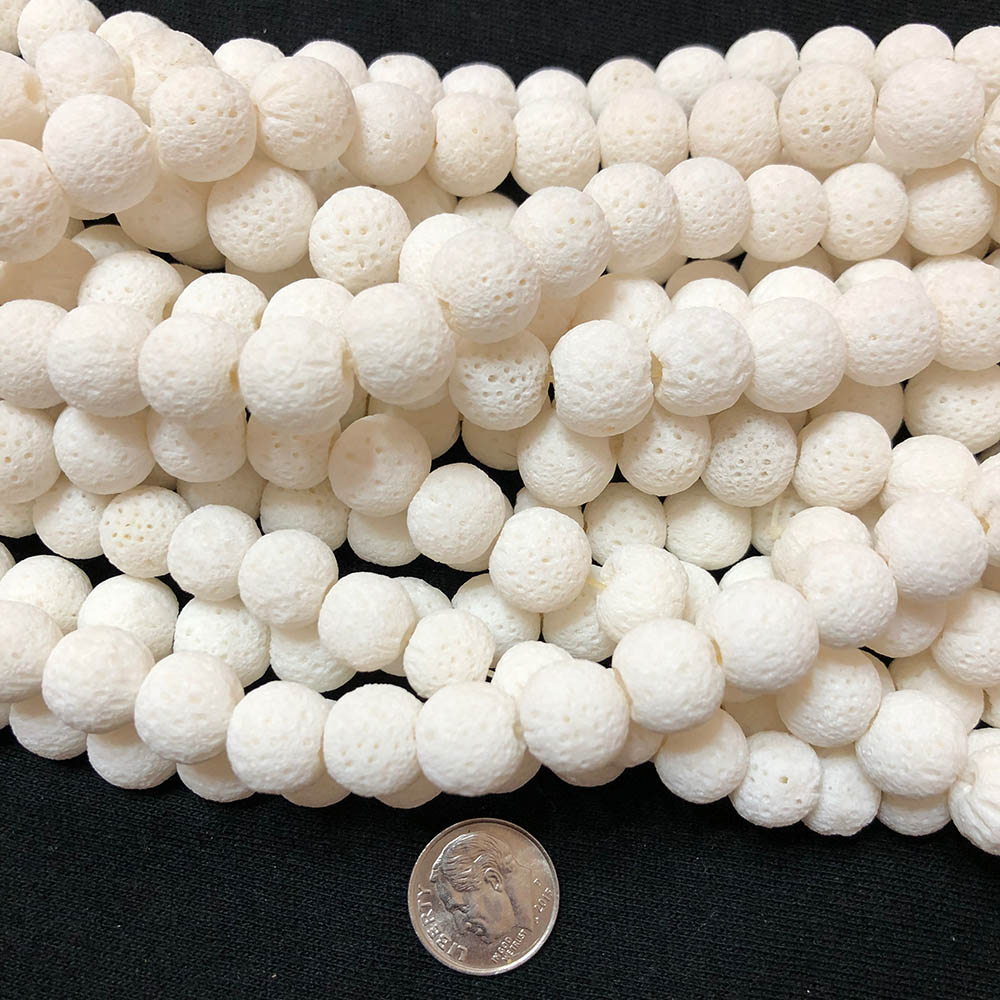 Sponge Coral White Rough Round Beads