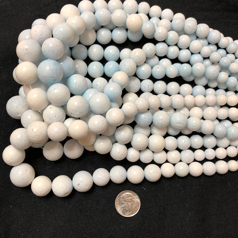 Sponge Coral Graduated Blue Polished Round Beads