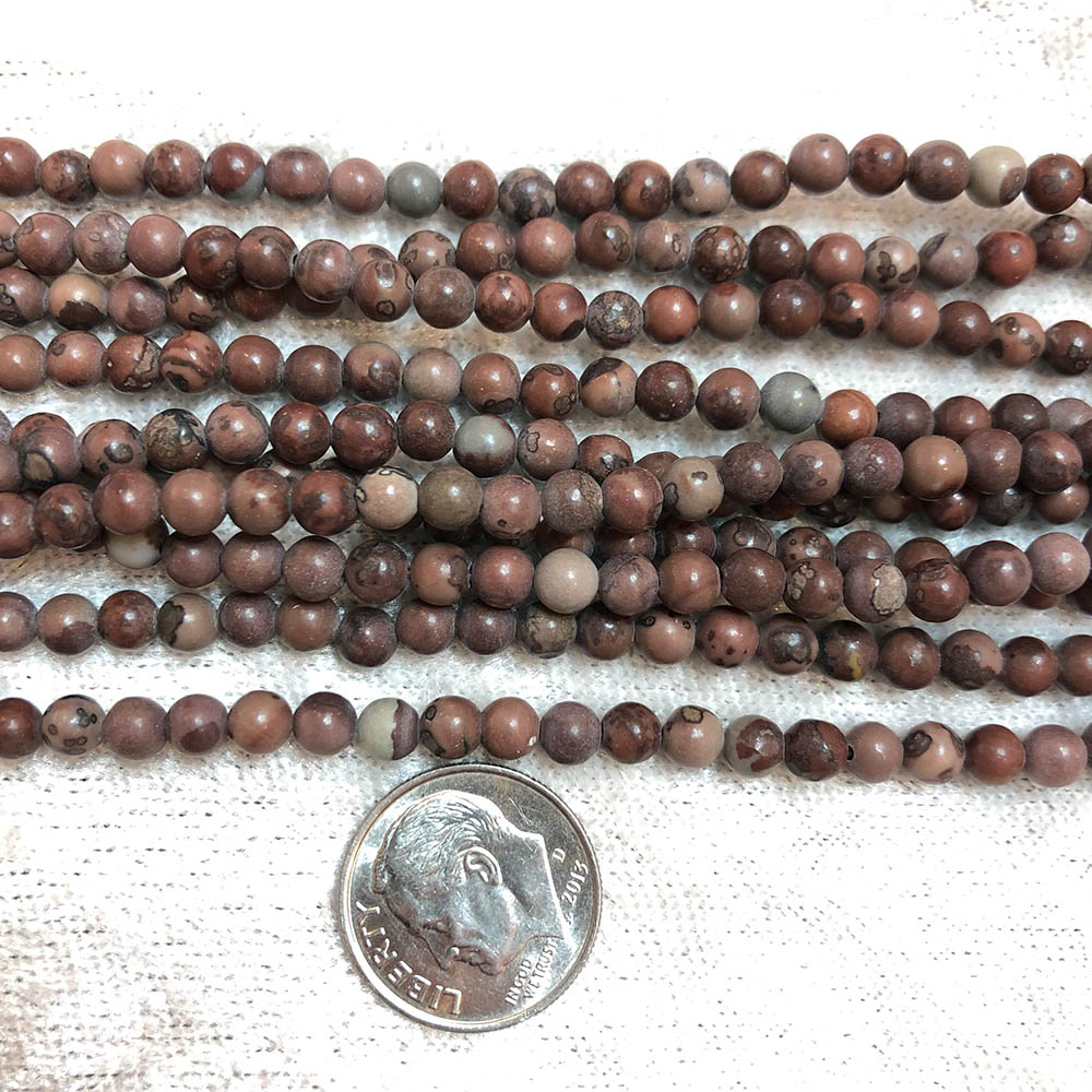 Picture Red Jasper Small Round Beads