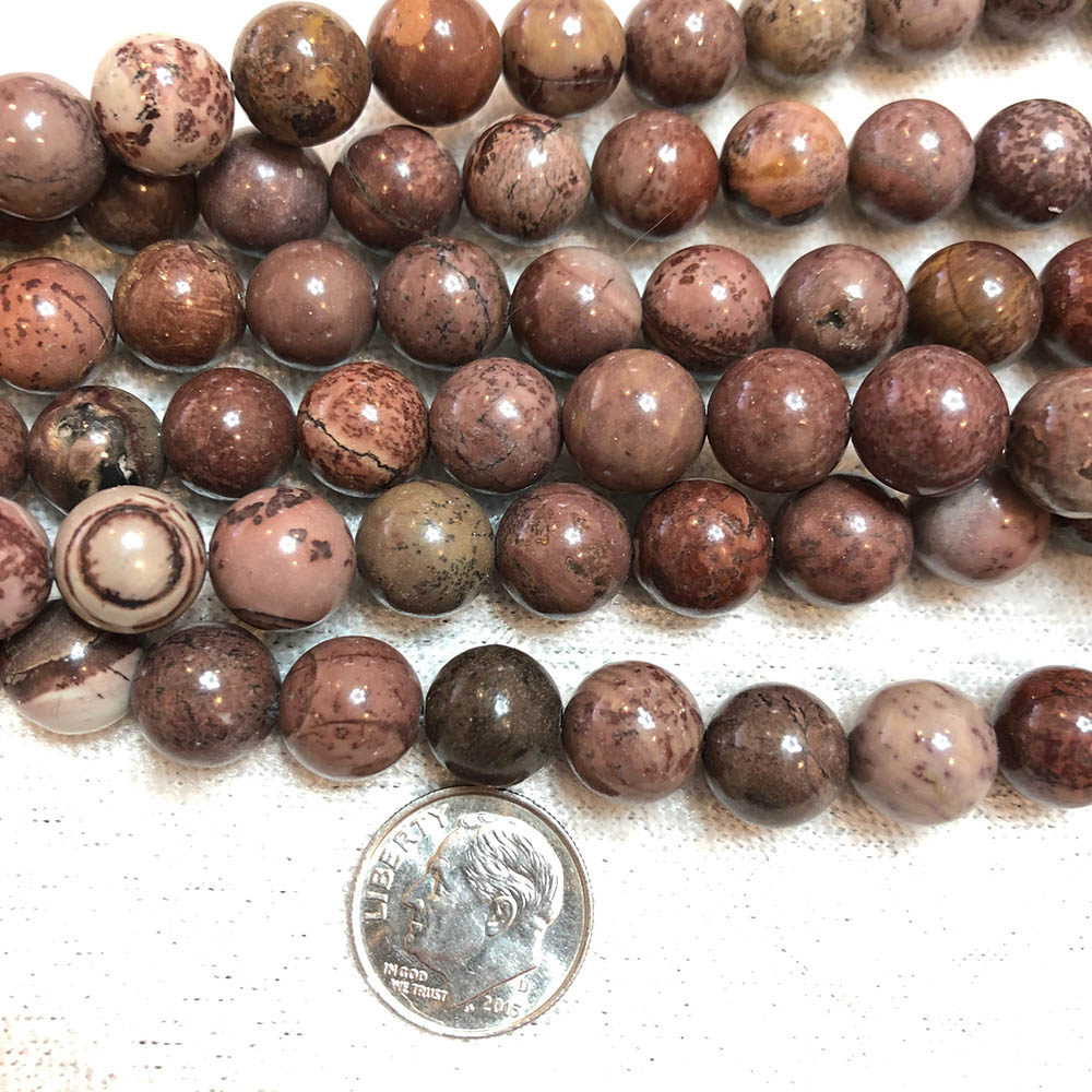 Red Picture Jasper Medium Round Beads