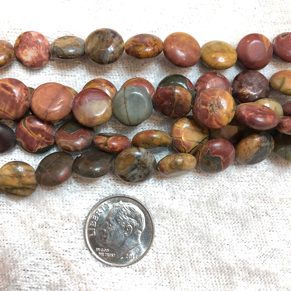 Red Creek Jasper Flat Round Beads