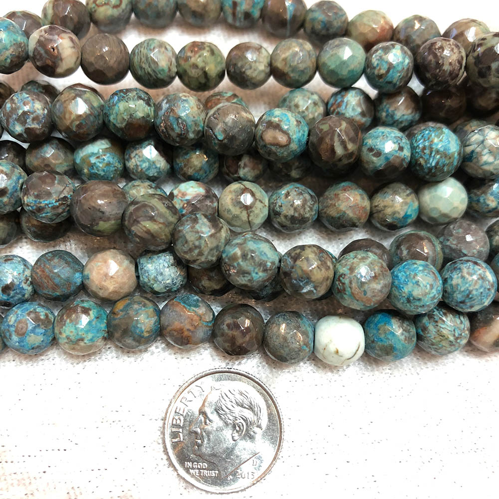 Blue Ocean Jasper Faceted Medium Round Beads