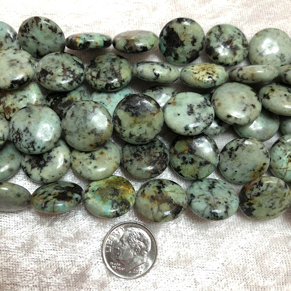 African Turquoise Large Flat Disc Beads