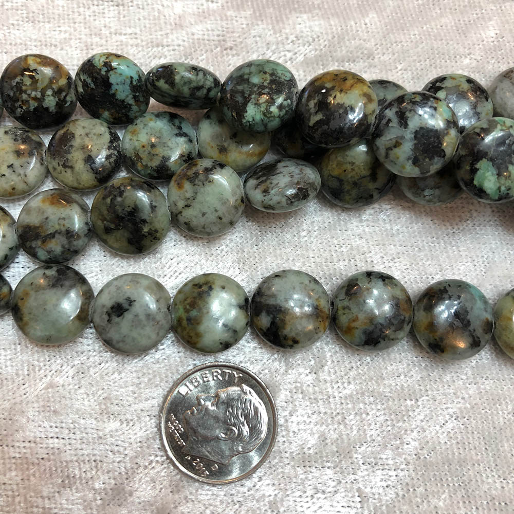 African Turquoise Medium Flat Disc Beads