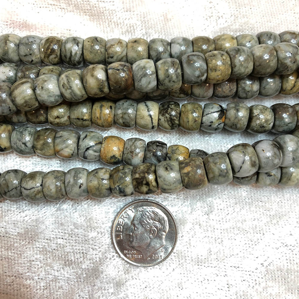 Crazy Moss Stone Jasper Wide Rondelle Beads