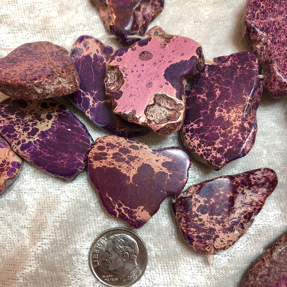 Purple Howlite Large Flat Nugget Beads