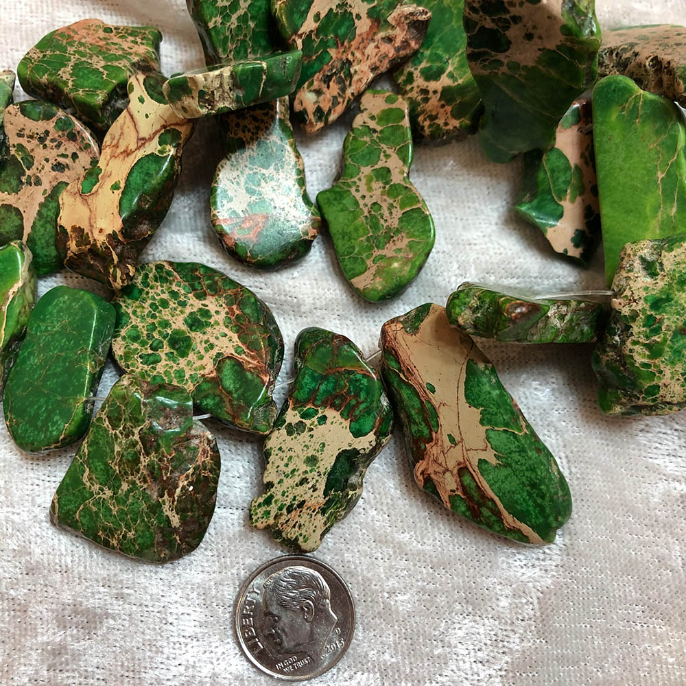 Green Howlite Large Flat Nugget Beads