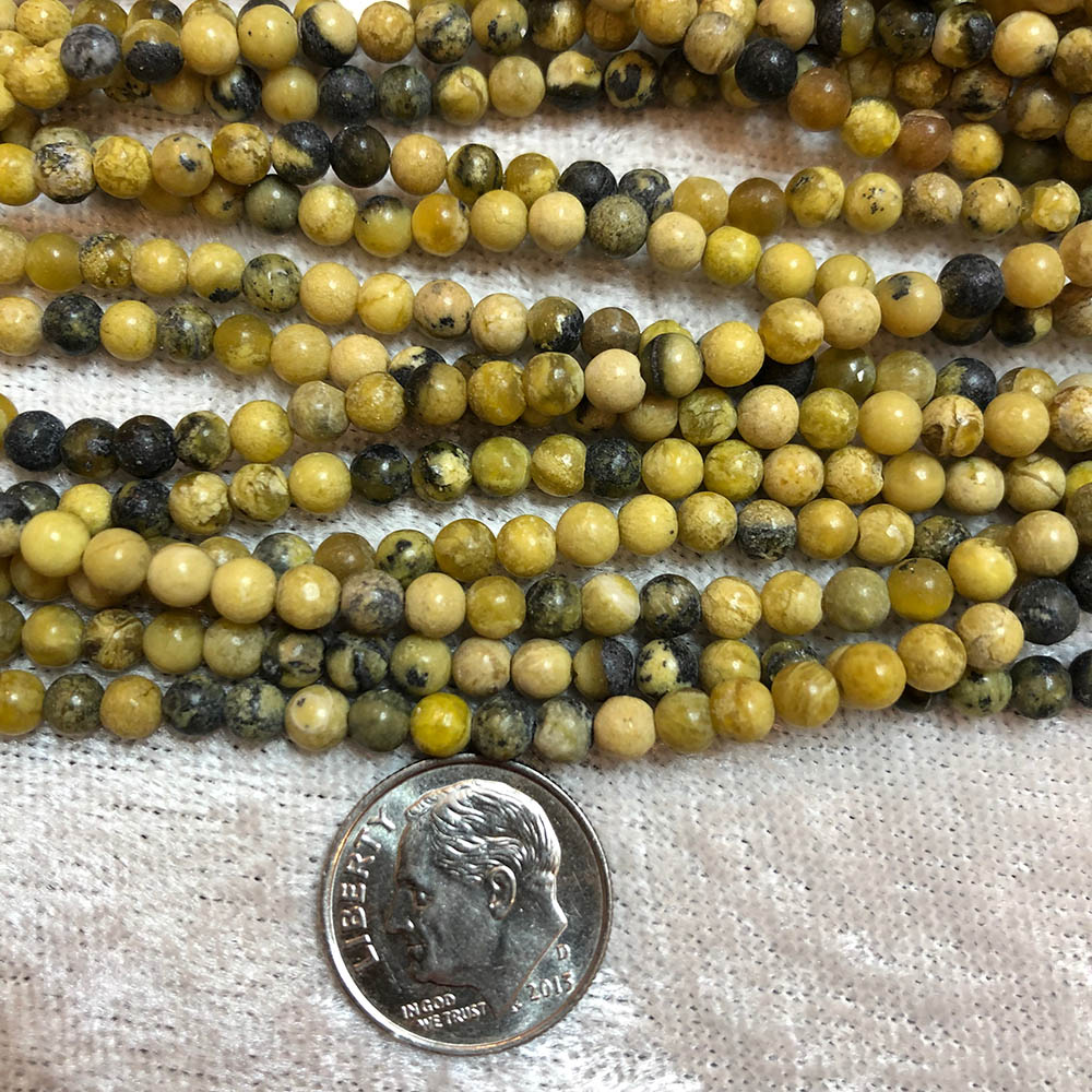 Yellow Turquoise Small Round Beads