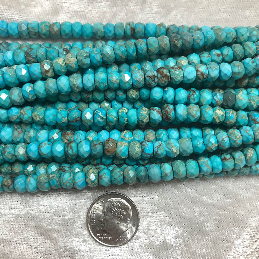 Robins Egg Blue Turquoise Medium Faceted Rondelle Beads