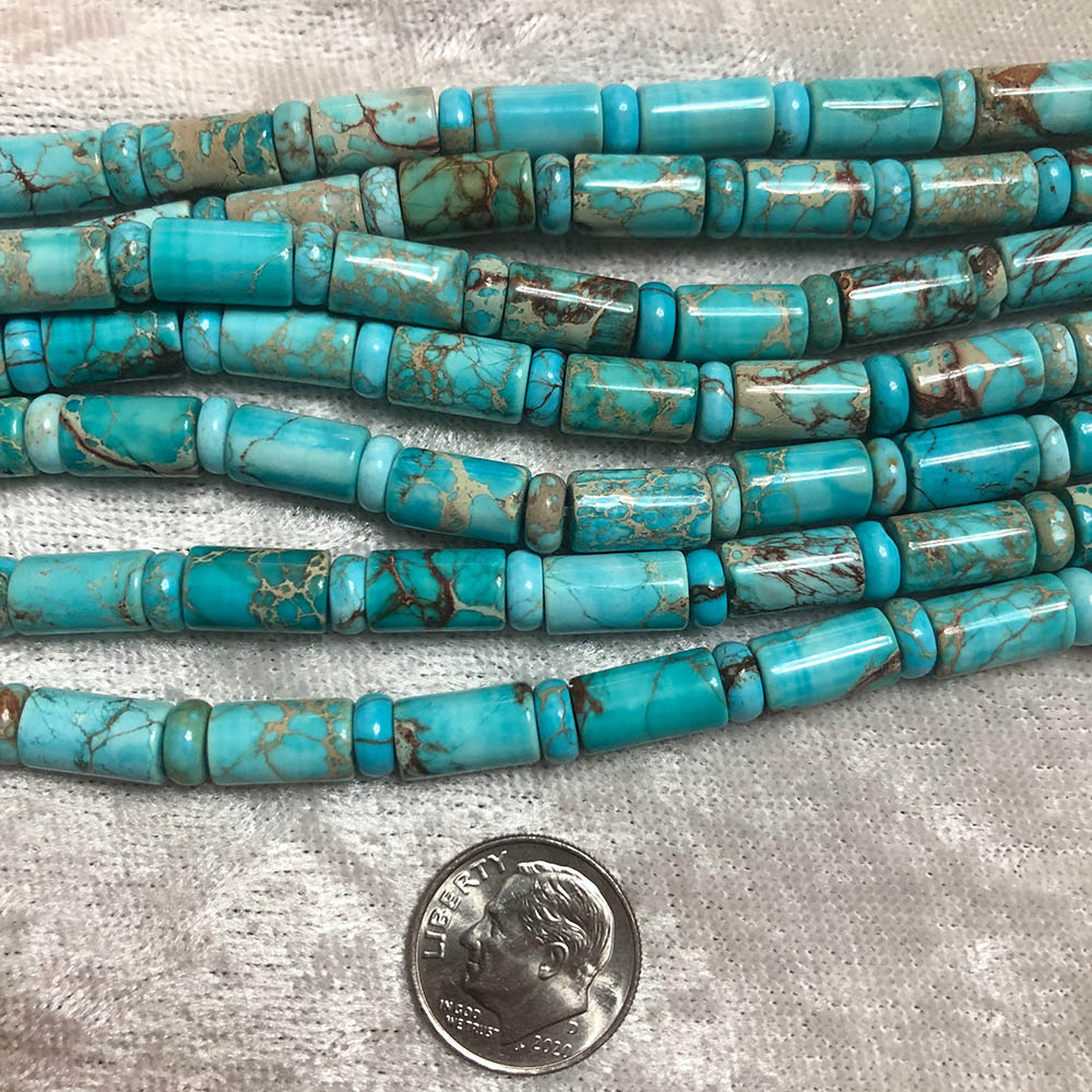 Medium Robins Egg Blue Turquoise Tube and Rondelle Beads