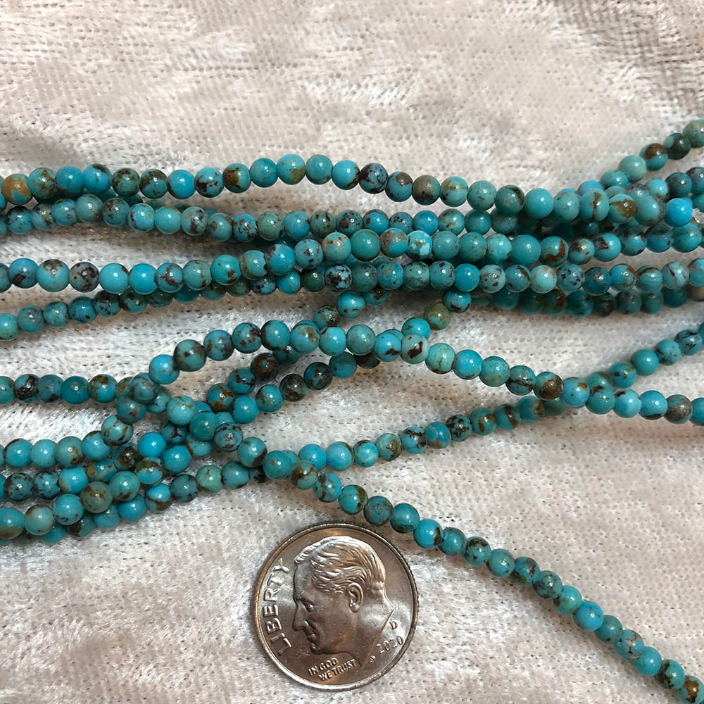 Small Kingman Turquoise Round Beads