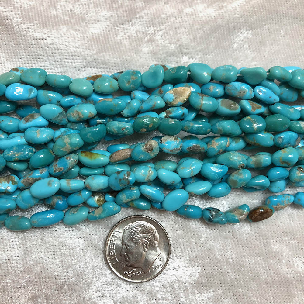 Small Castle Dome Turquoise Polished Nugget Beads