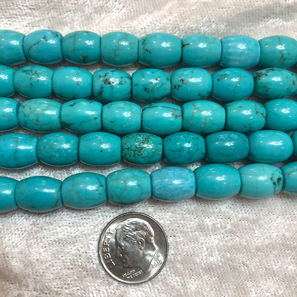 Nevada Turquoise Large Barrel Beads