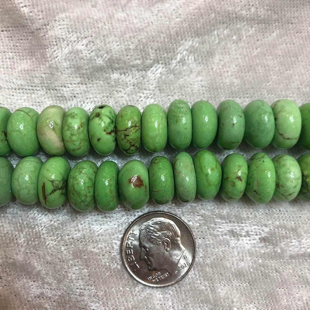 Nevada Green Turquoise Large Rondelle Beads