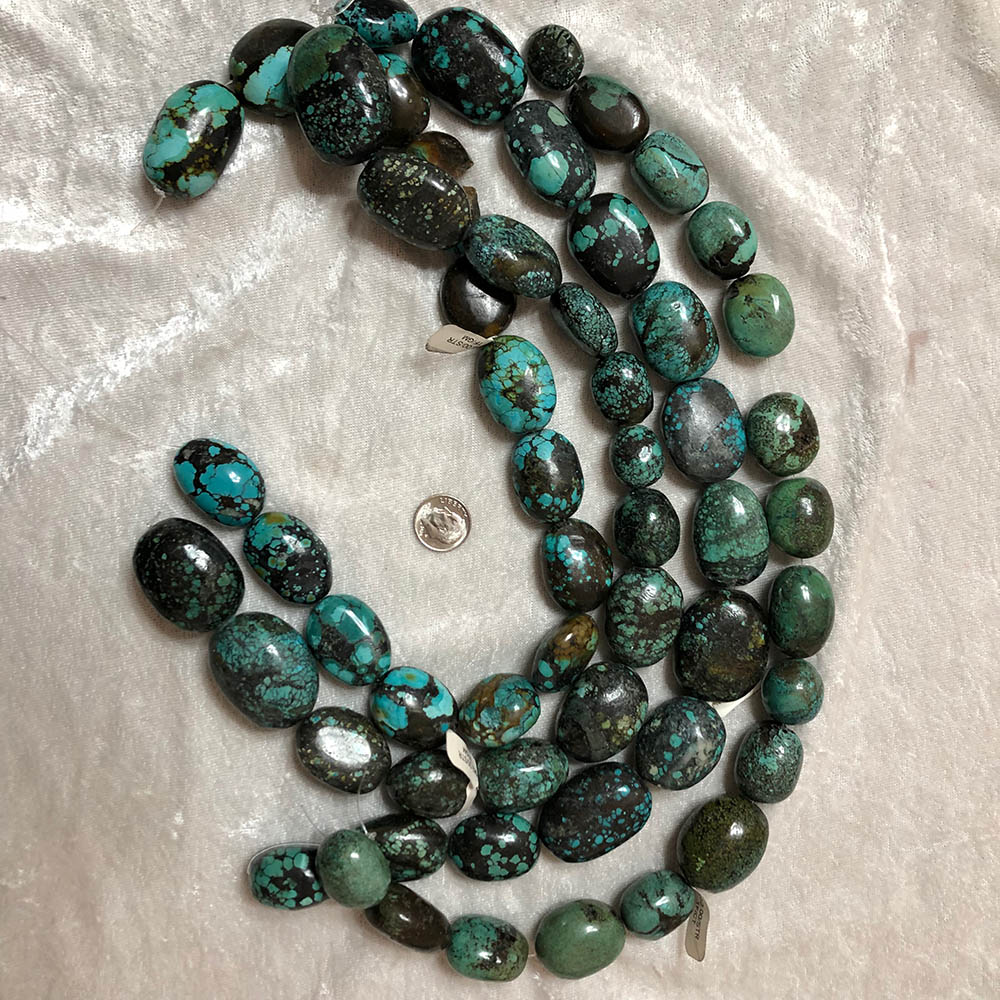 Extra Large Graduated Chinese Turquoise Polished Nugget Beads