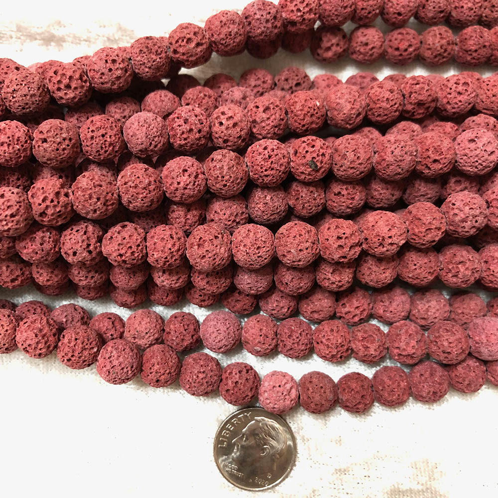 Red Lava Round Beads