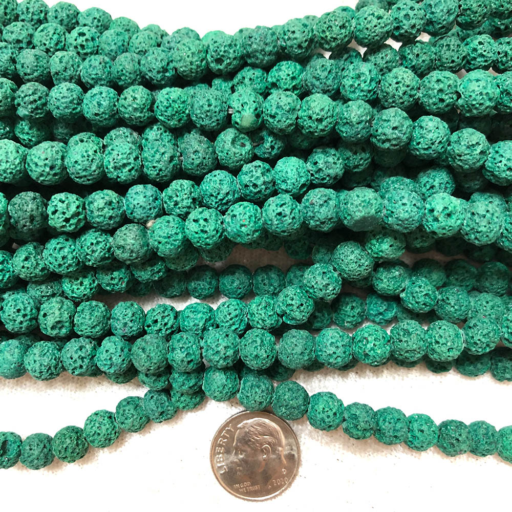 Dark Green Lava Round Beads