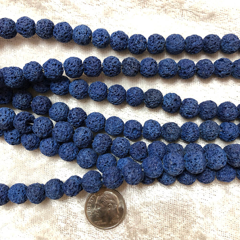 Dark Blue Lava Round Beads