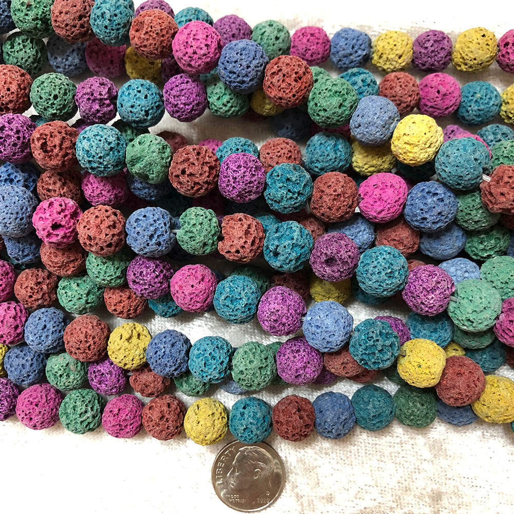 Multi Colored Lava Round Beads