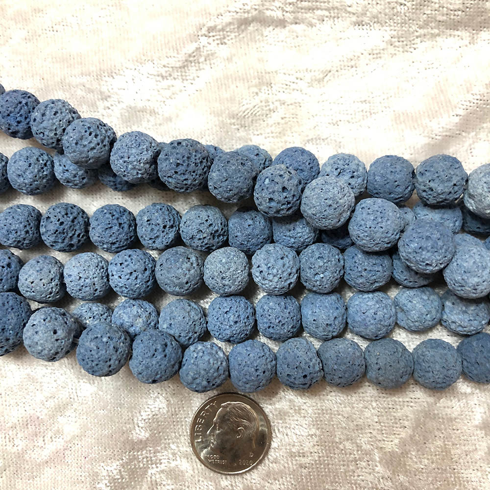 Light Blue Lava Round Beads